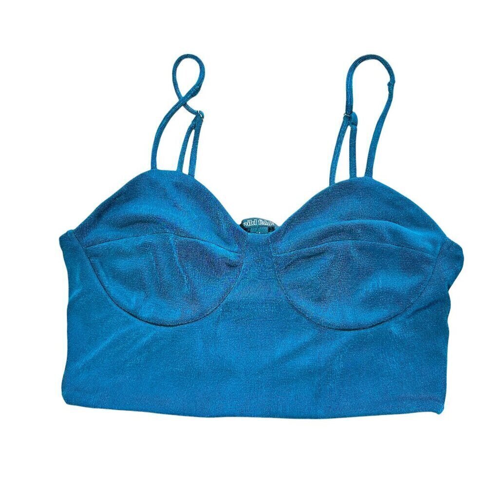WILD FABLE Shimmer Green Bra Corset Cropped Tank Top Size Small